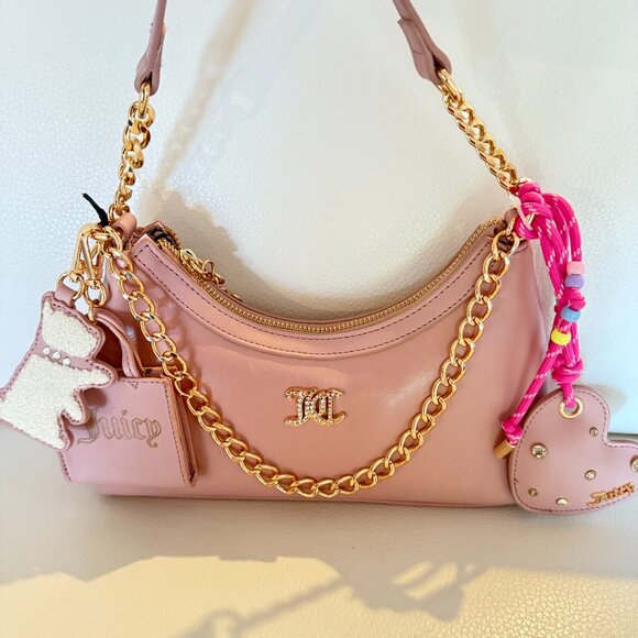 NWT Juicy Couture Juicify Shoulder Bag With Bag Charms pink purse - Picture 1 of 6